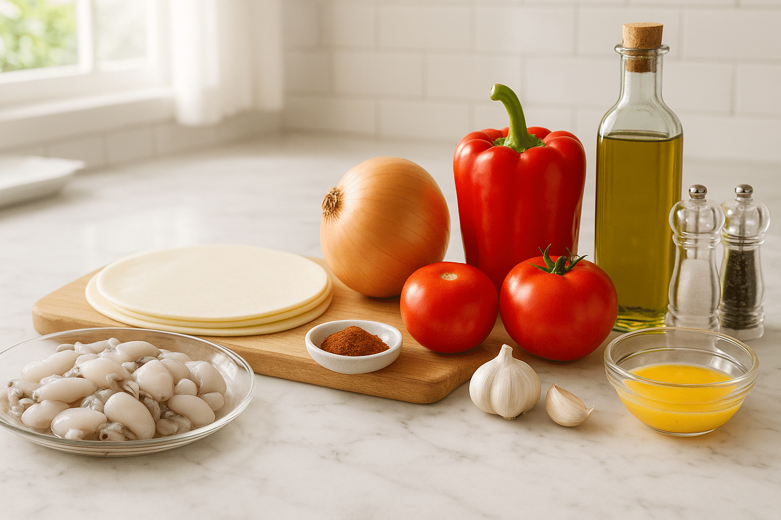 Ingredientes para la empanada de chopitos