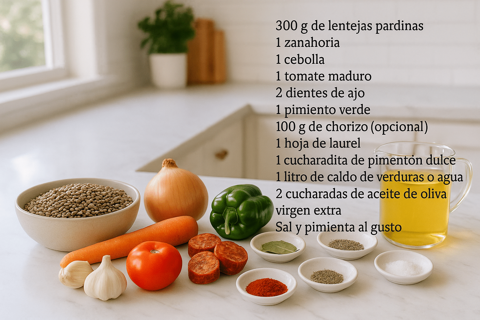 Ingredientes para las Lentejas caseras