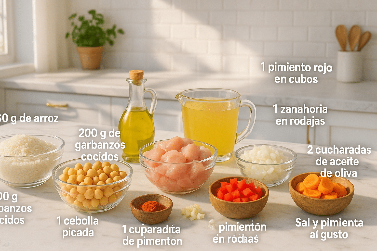 Pollo con garbanzos y arroz