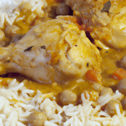 Pollo con garbanzos y arroz