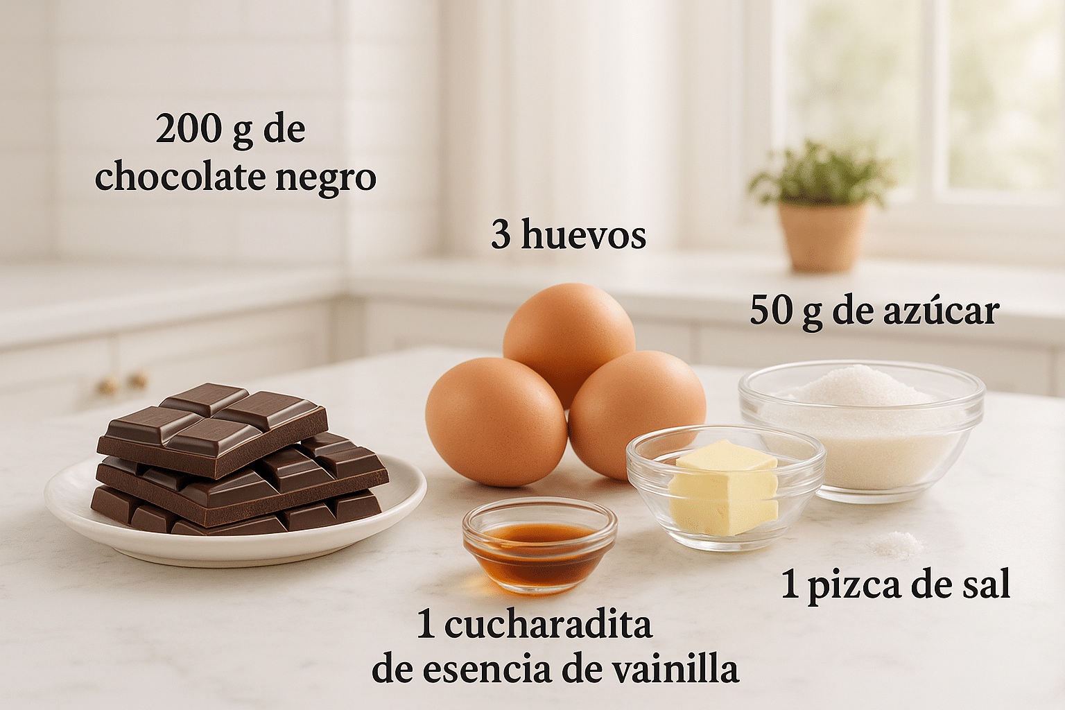 Ingredientes para el Suflé de Chocolate