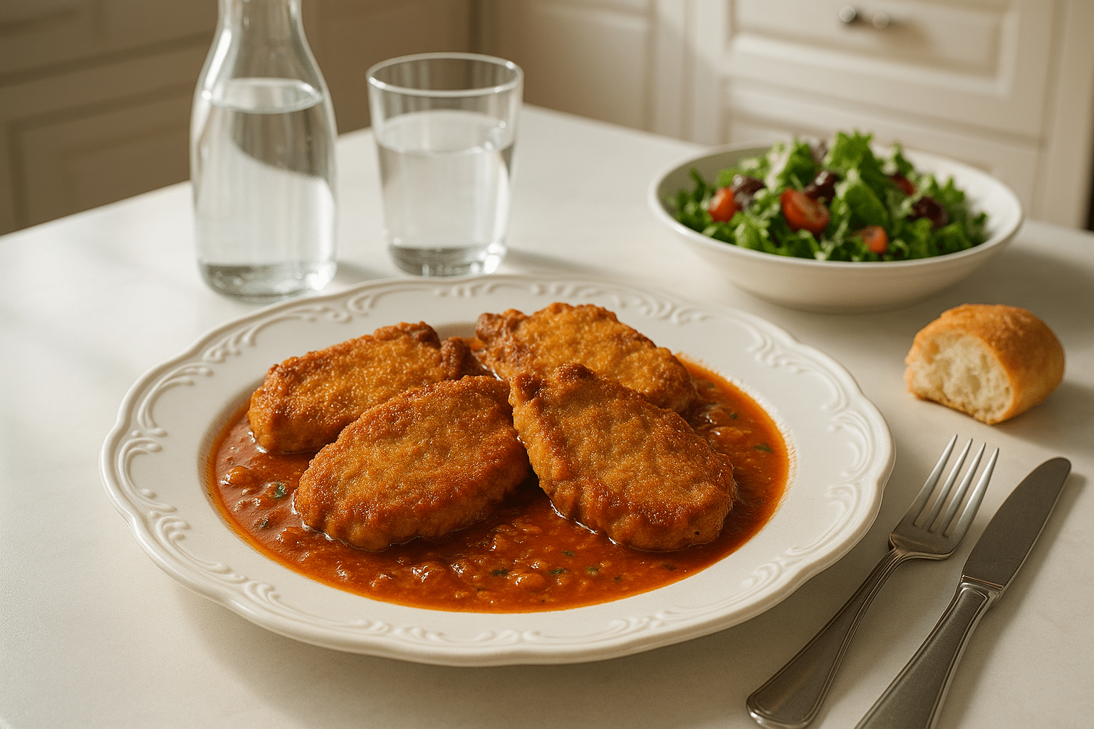 Receta casera de Chuletas empanadas en salsa