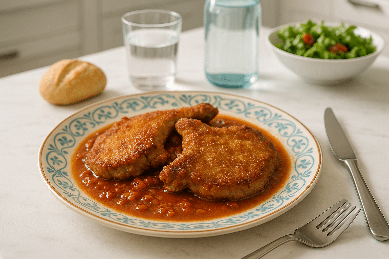 Receta casera de Chuletas empanadas en salsa