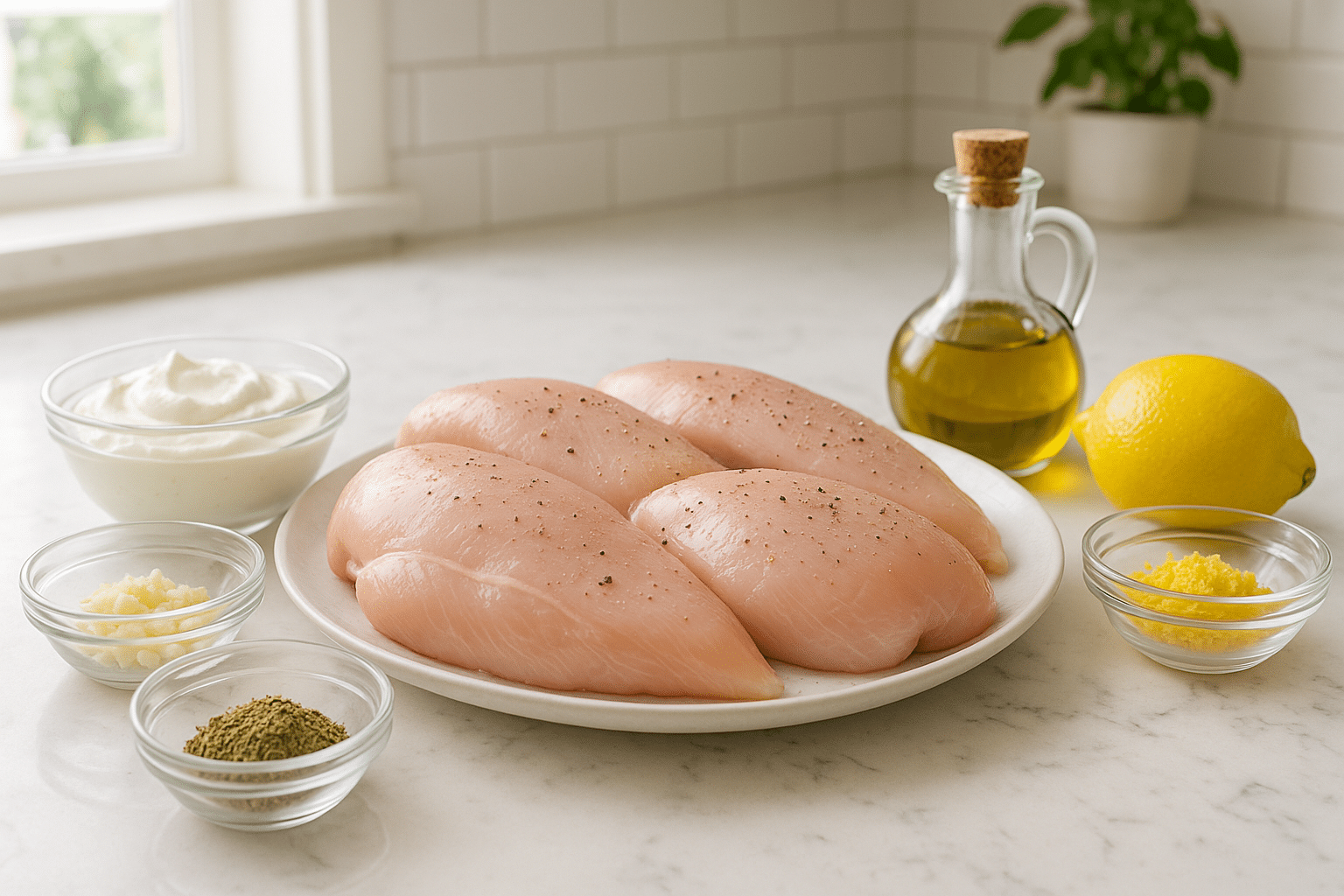 Ingredientes para el pollo griego