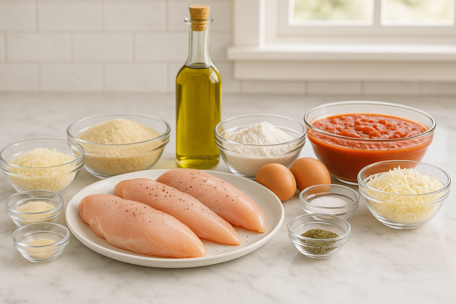 Ingredientes para el pollo a la parmesana