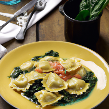 Ravioli, con Salmón y Verduras
