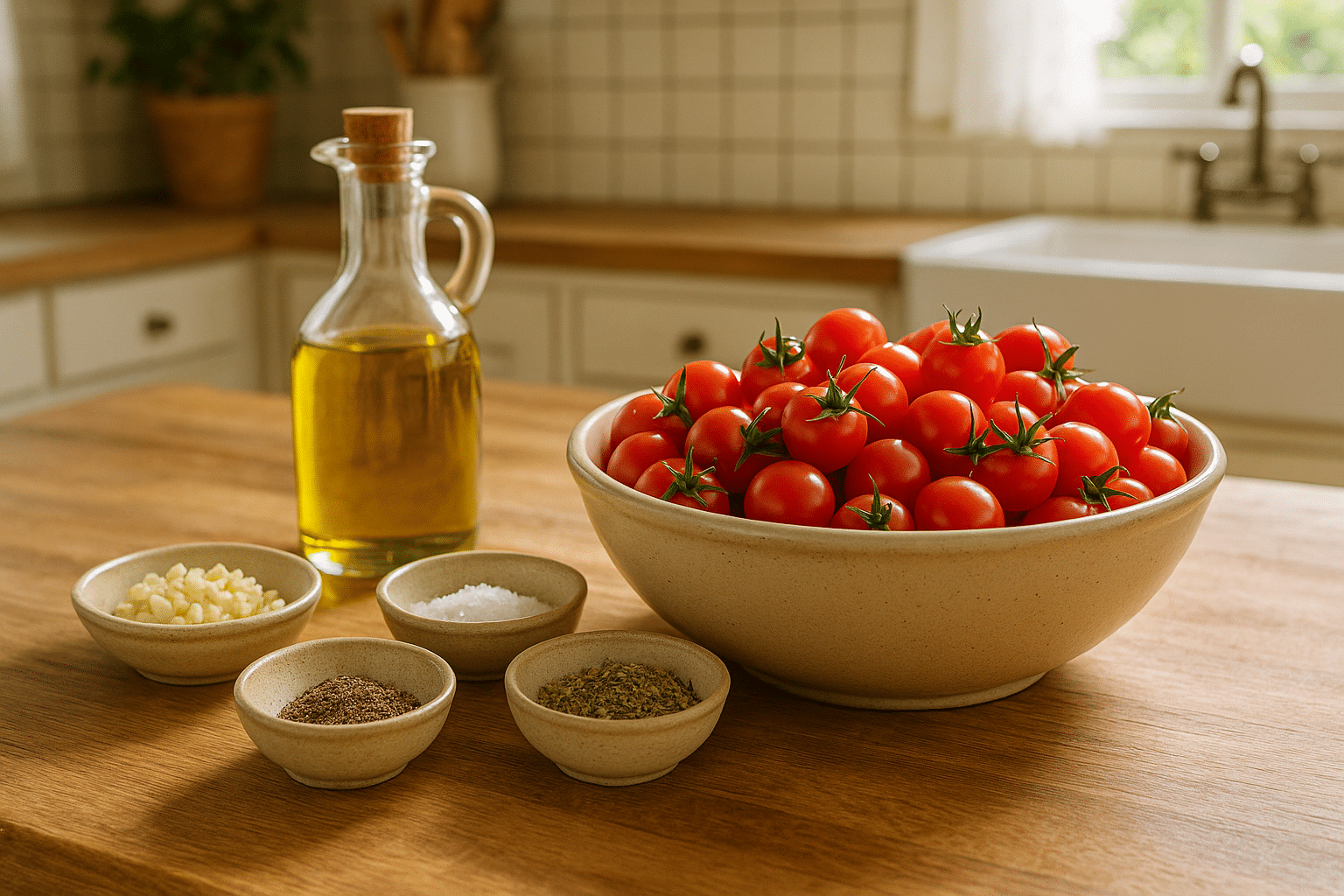 Ingredientes Tomates Cherry al Horno con Ajo