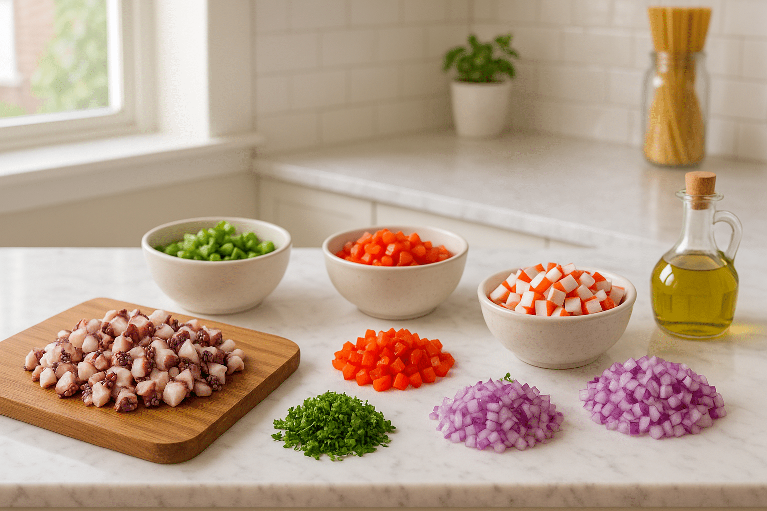 Ingredientes para el Salpicon De Marisco