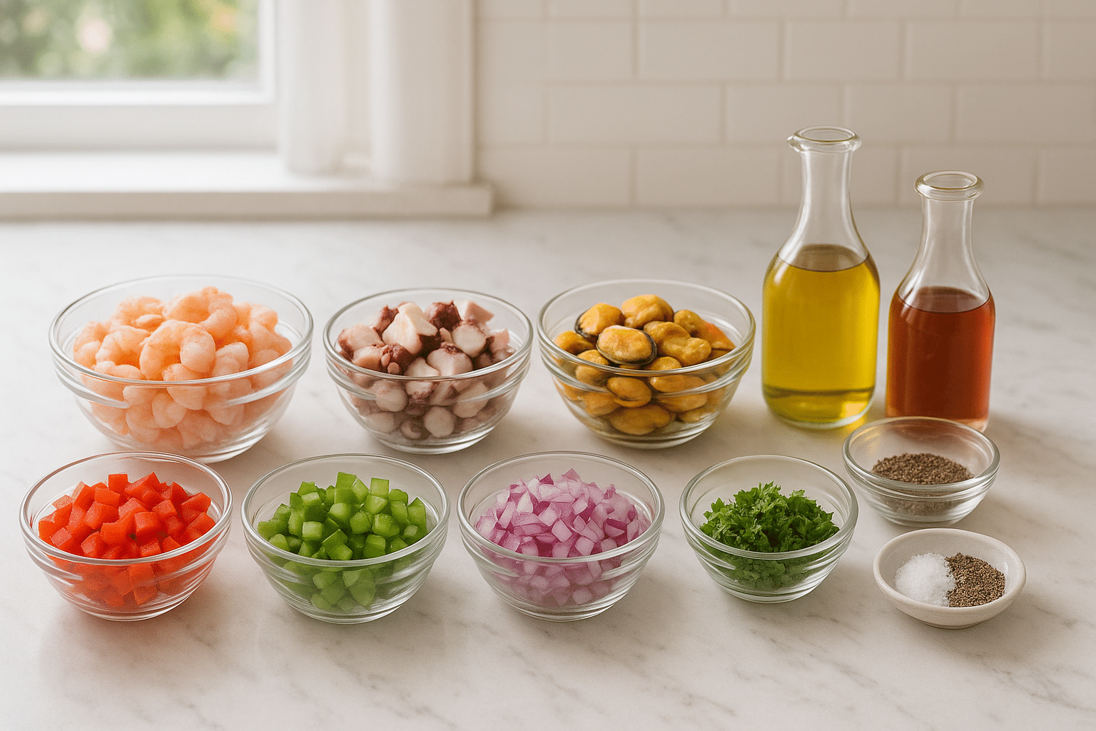 Ingredientes para el Salpicon De Marisco