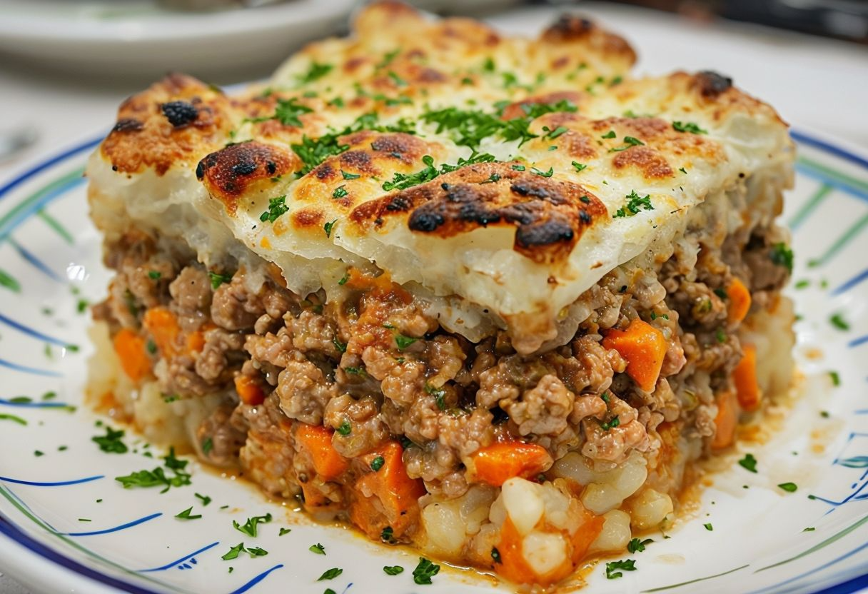 Pastel de arroz y carne picada
