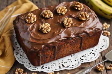 Chocolate Frosted Banana Bread Cake On Lace Doily