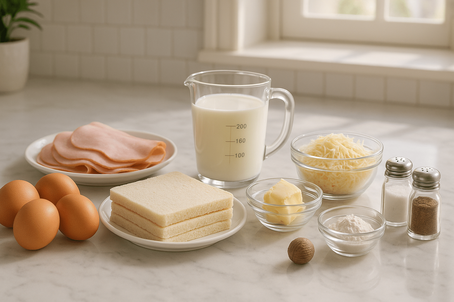 Ingredientes para los Huevos Monte Bello