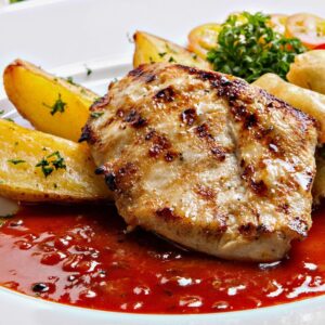 Pollo con mantequilla de ajo