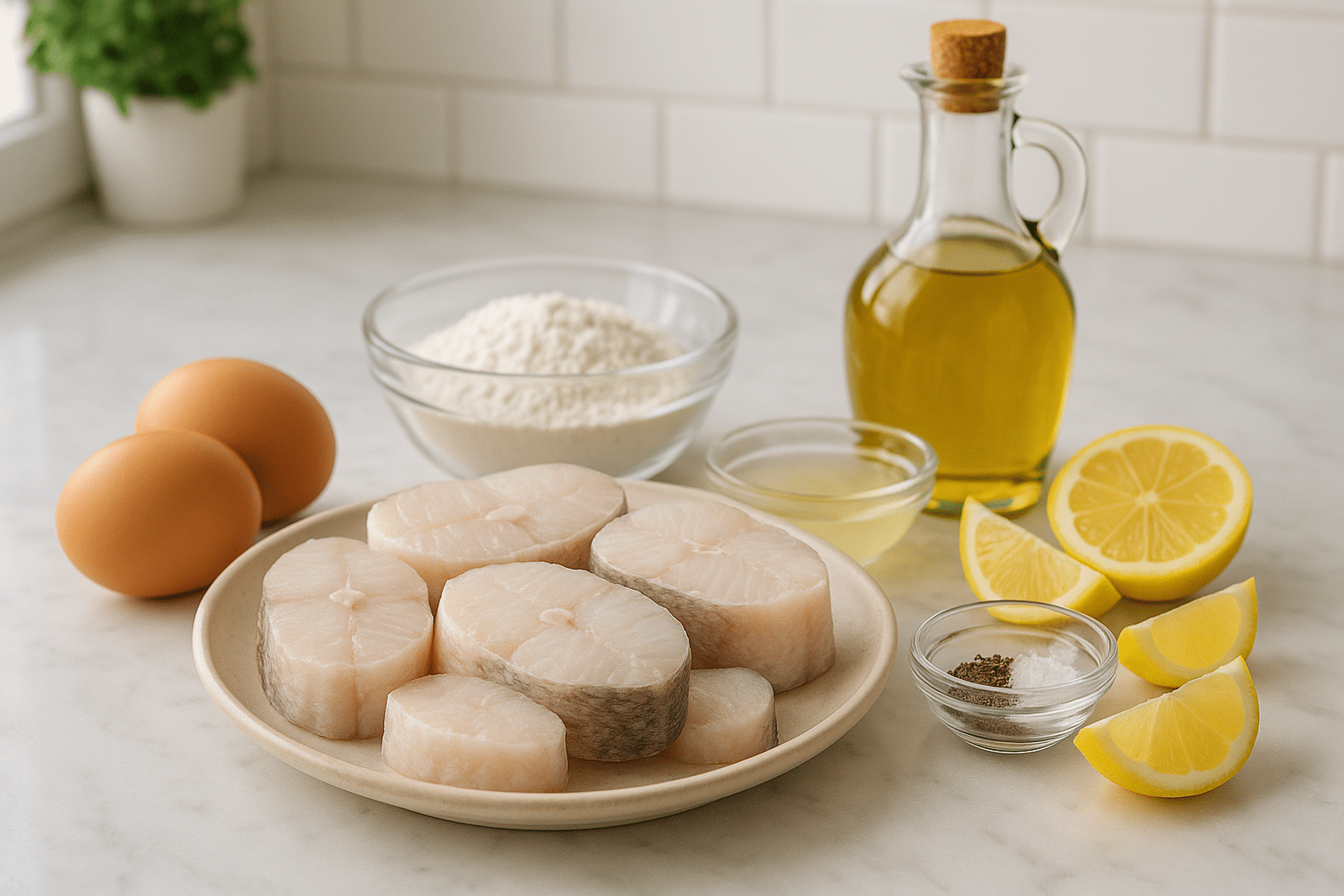 Ingredientes para la Merluza a la Romana