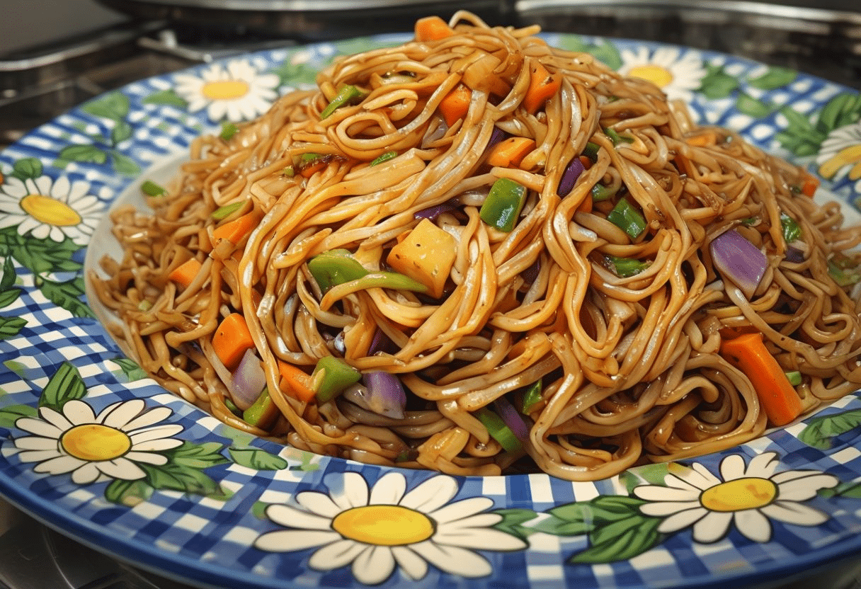Tallarines con Gambas al estilo Chino