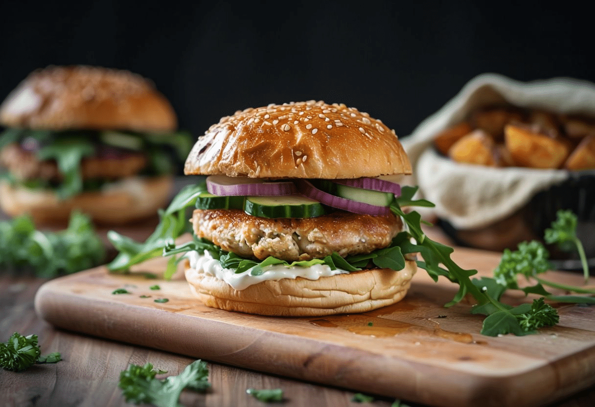 Deliciosa Hamburguesa de Atun con Mayonesa de Wasabi