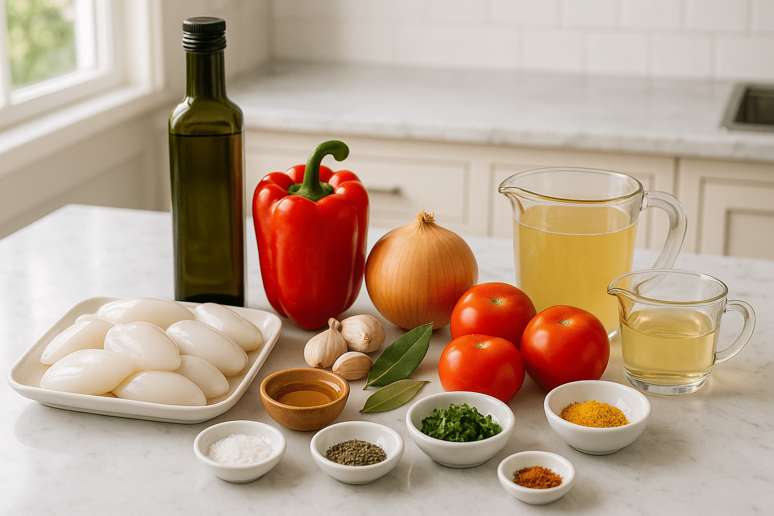 Ingredientes para el Guisado de sepia Alicante