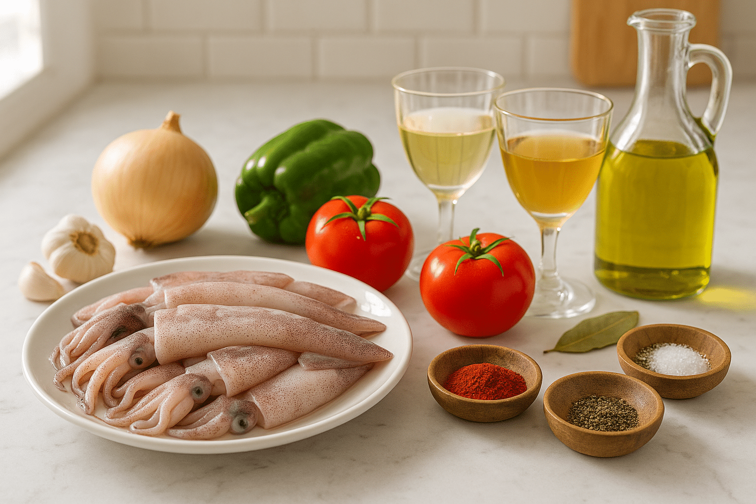 Ingredientes para los calamares en salsa receta dela abuela