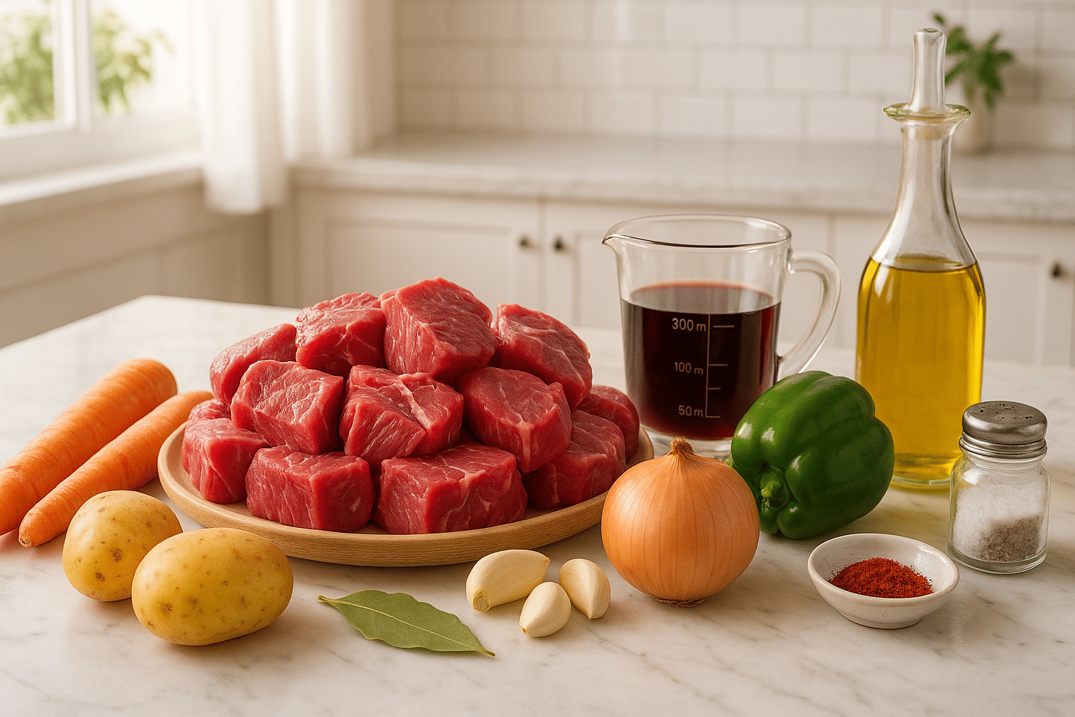 Ingredientes para hacer Carne Guisada Receta de la Abuela