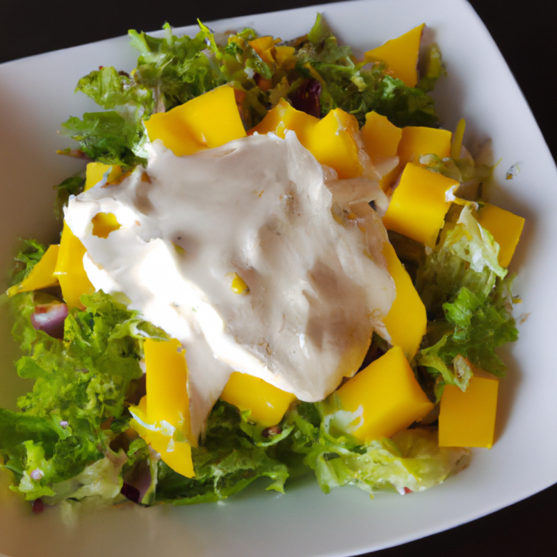 ensalada de mango con lechuga y crema de leche