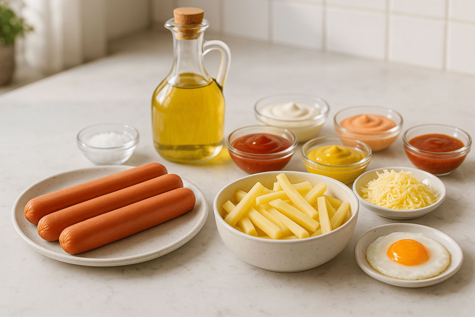 Ingredientes para preparar Salchipapa Colombiana