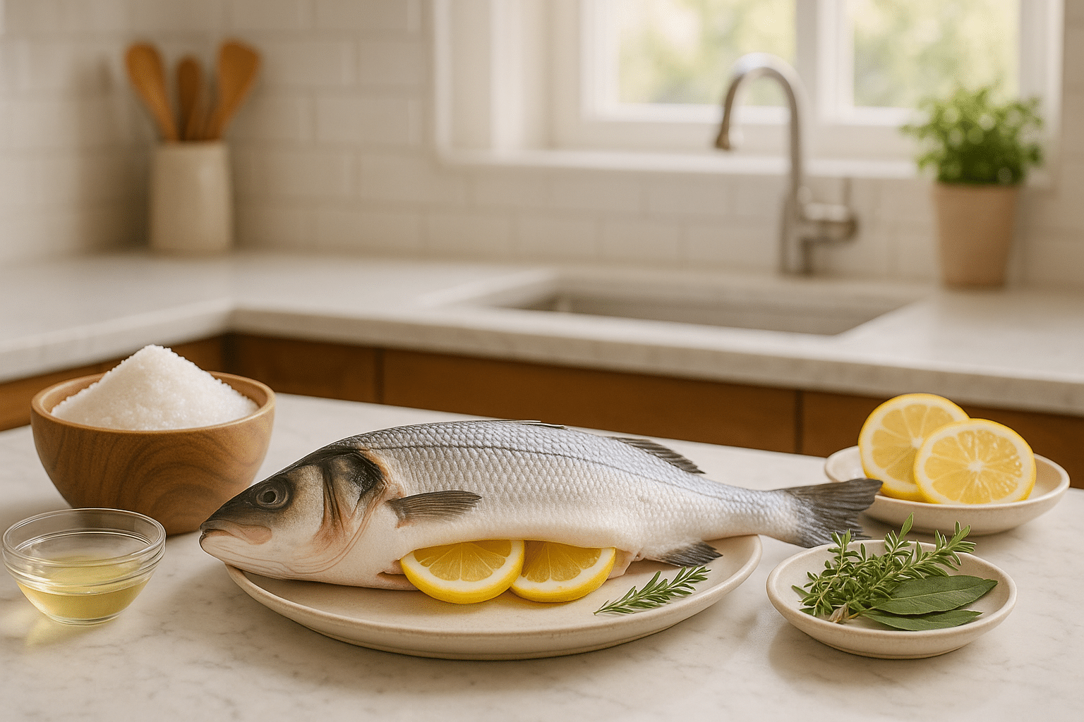 Ingredientes para lubina a la sal en Thermomix