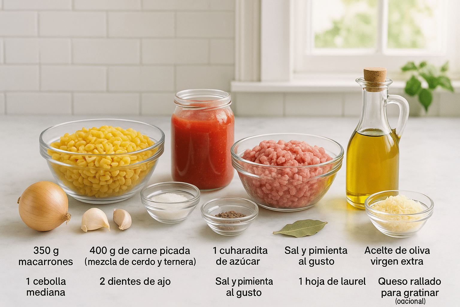 Ingredientes para Macarrones con Carne Picada de la Abuela