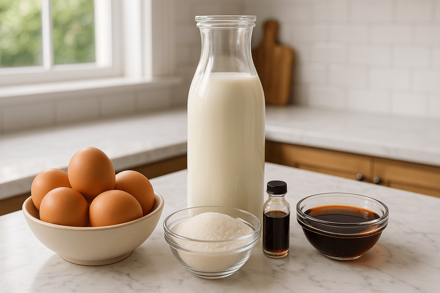 Ingredientes para el Flan de huevo casero receta de la abuela