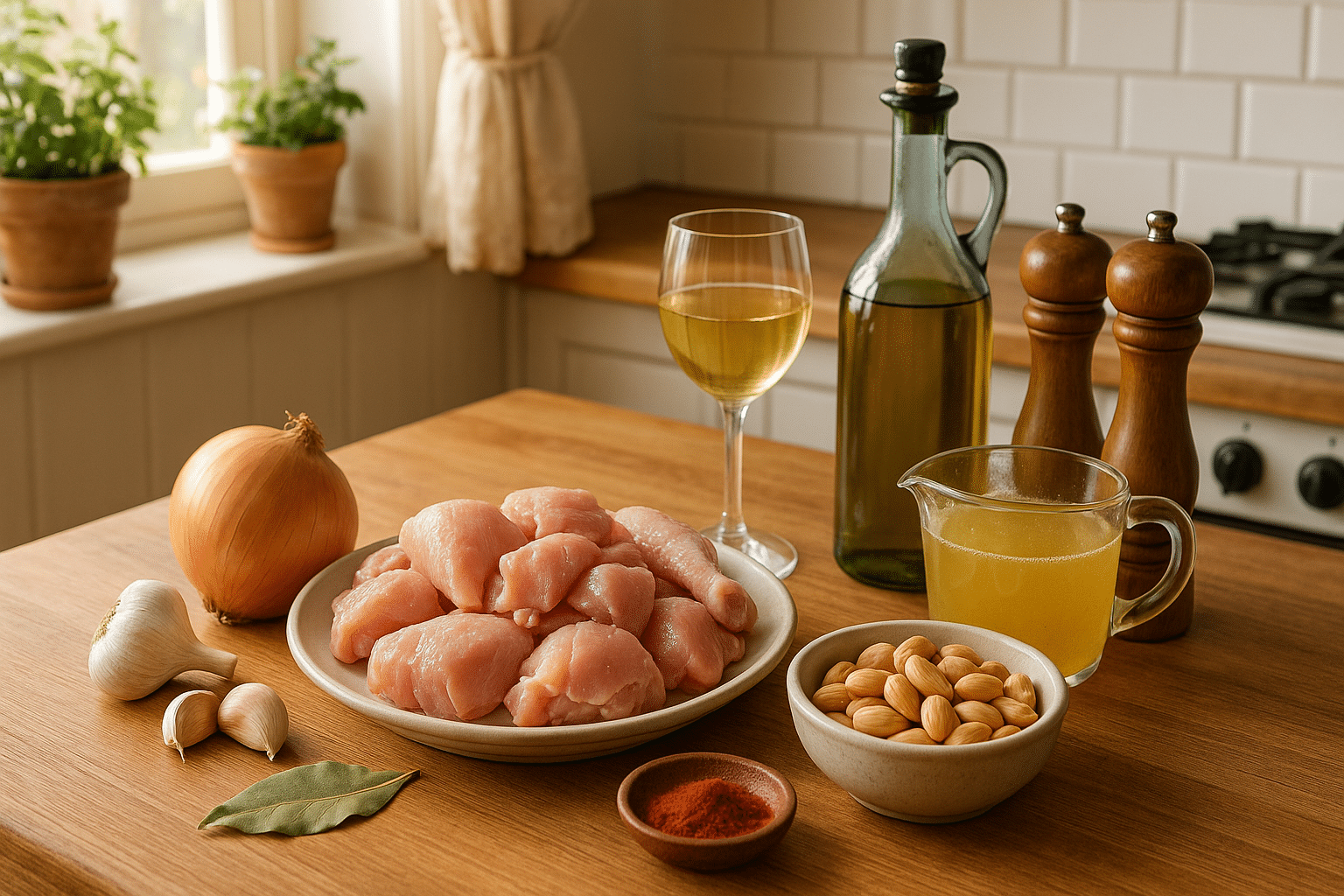 Ingredientes para el Pollo con Almendras de la Abuela