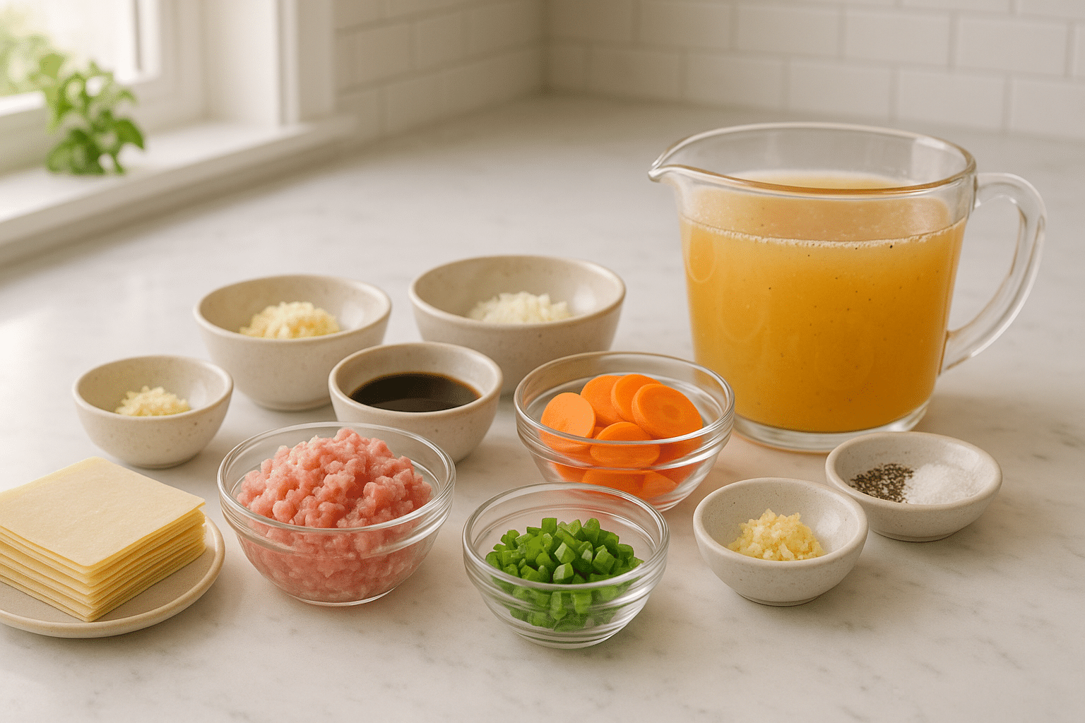Ingredientes para hacer Sopa de Wan tun