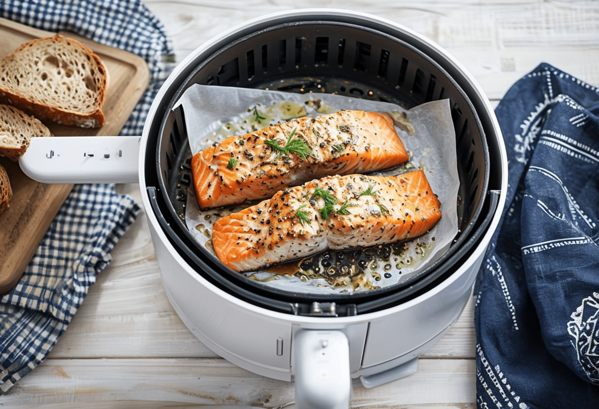 salmon en freidora de aire