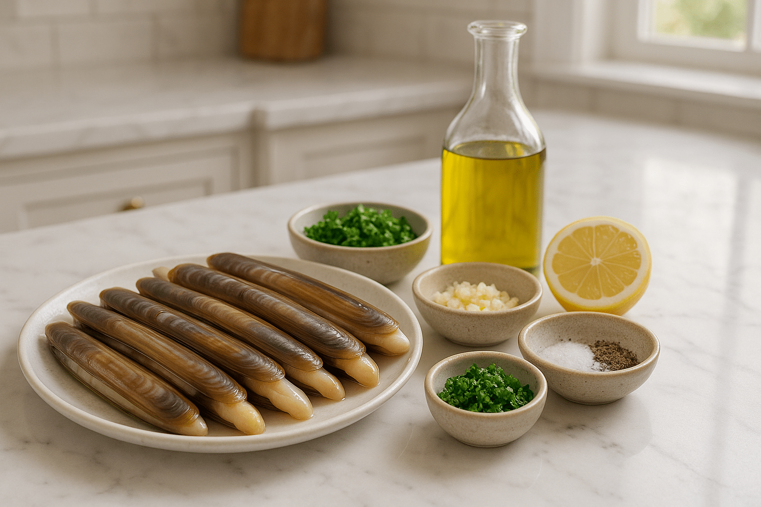Ingredientes para las Navajas a la Plancha