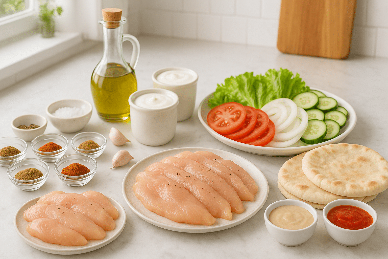 Receta Auténtica de Doner Kebab de Pollo Ingredientes para el Döner Kebab de Pollo Casero