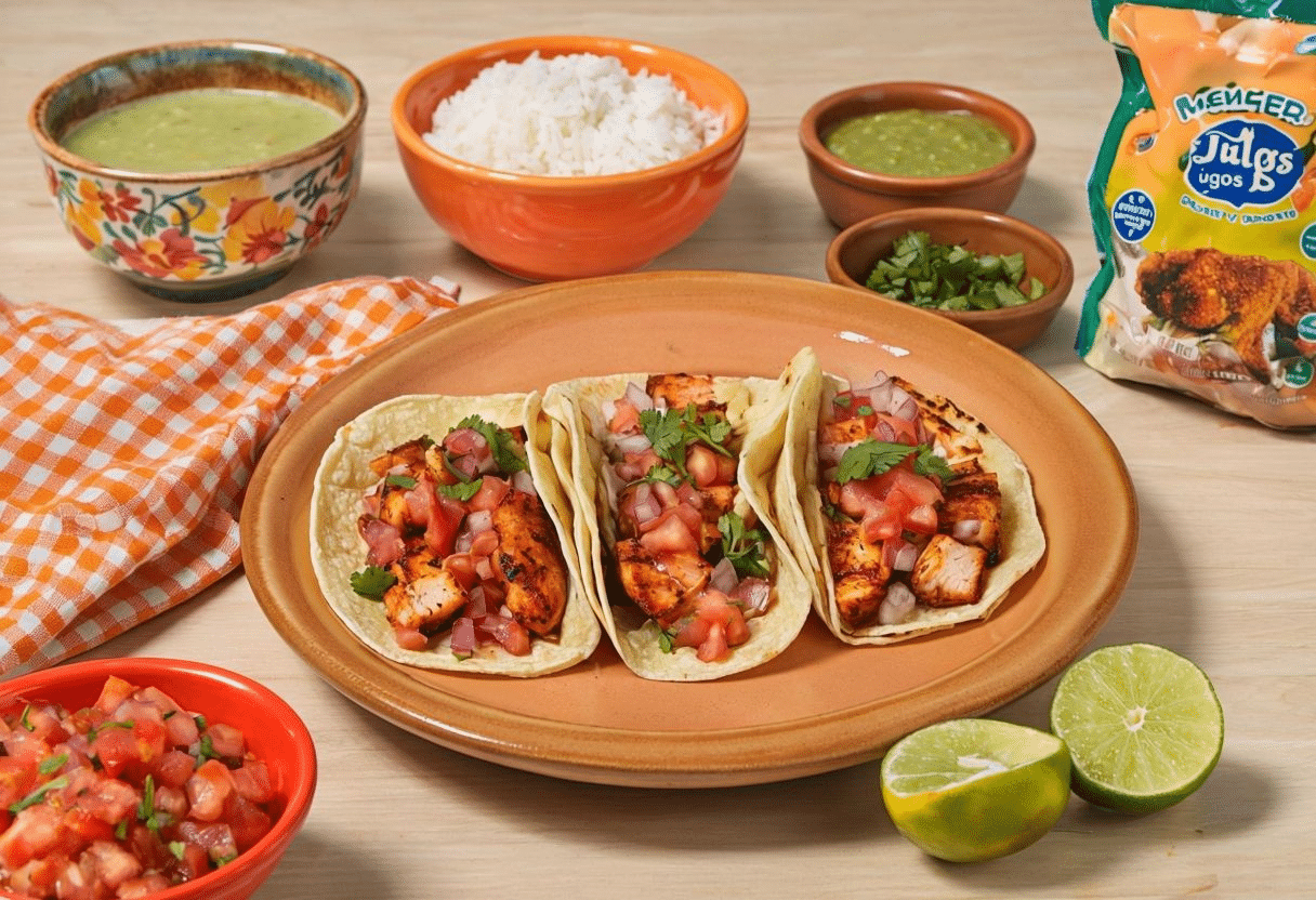 Tacos de pollo en sartén