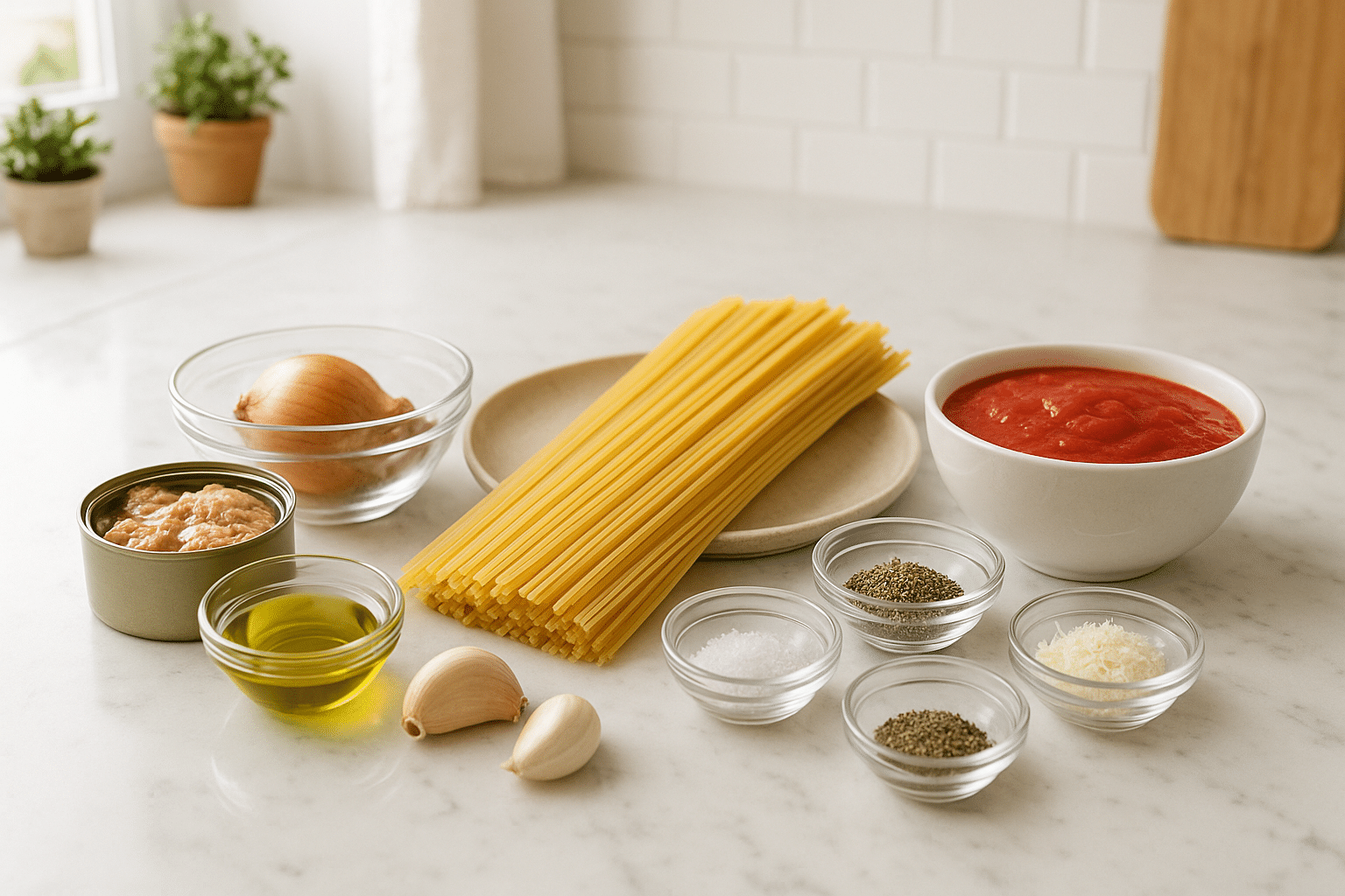 Ingredientes para la Pasta con Atún