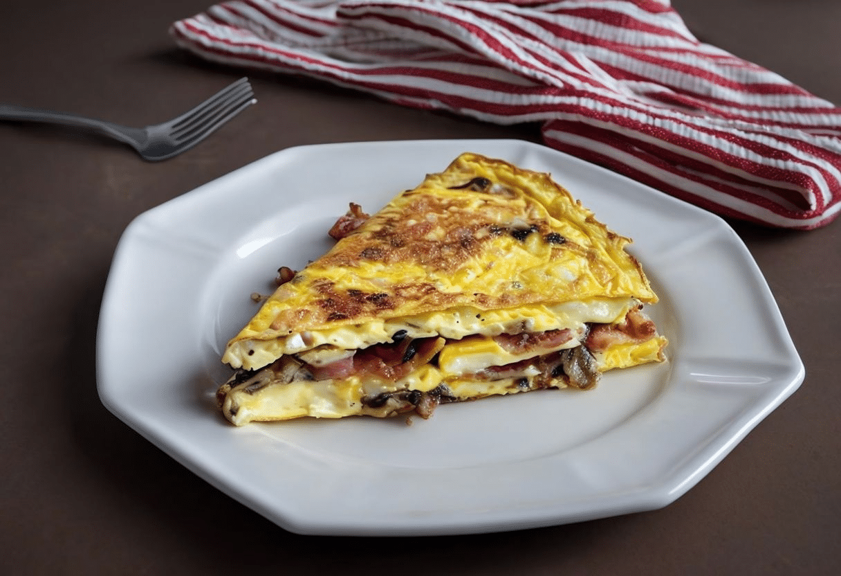 Tortilla de patatas con queso y champiñones
