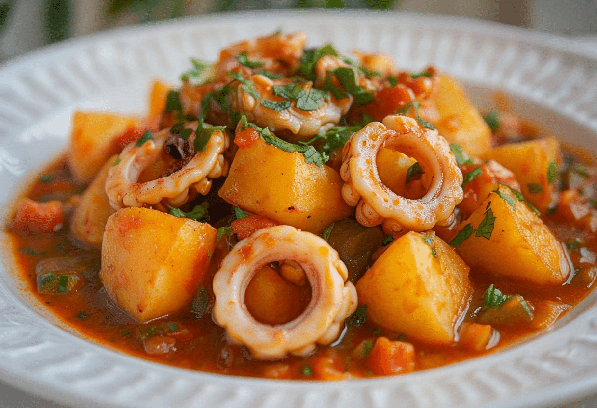 guiso de patatas con calamares