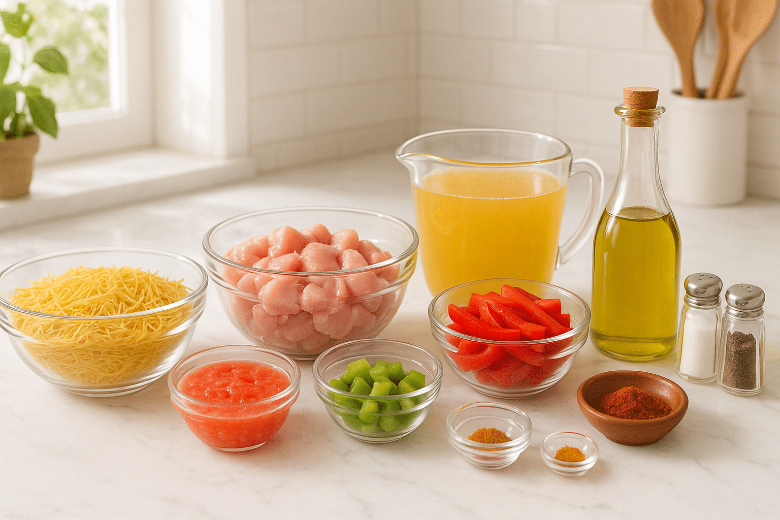 Ingredientes para Fideuá de Pollo con Fideos Finos