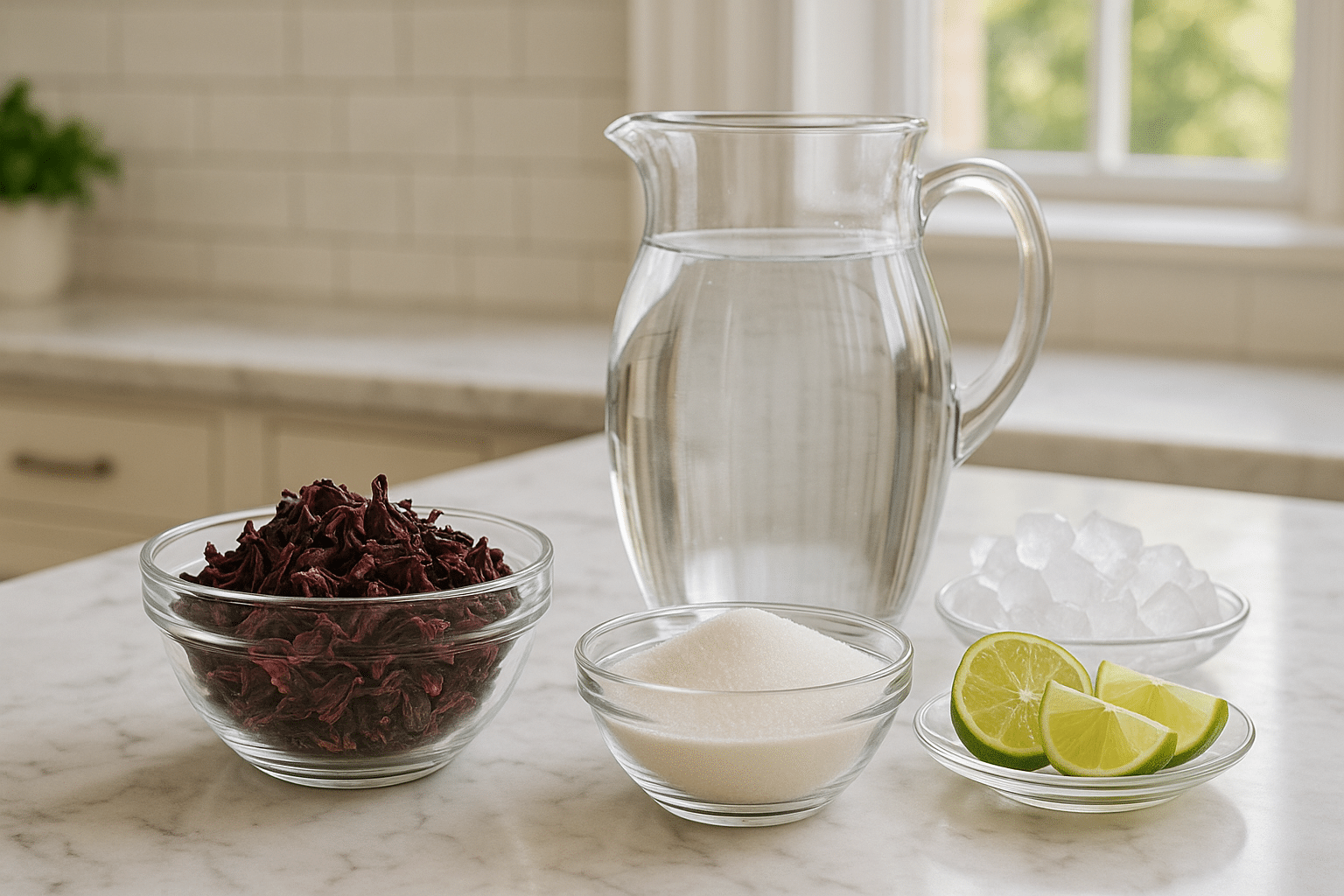 Ingredientes para el Agua de Jamaica