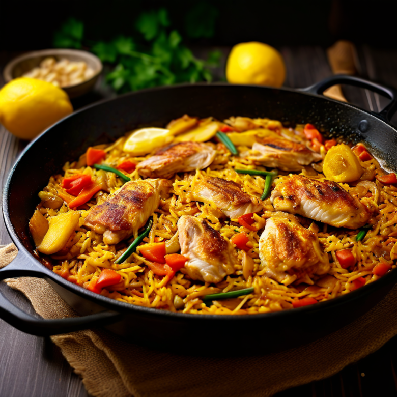 Fideuá de Pollo con Fideos Finos