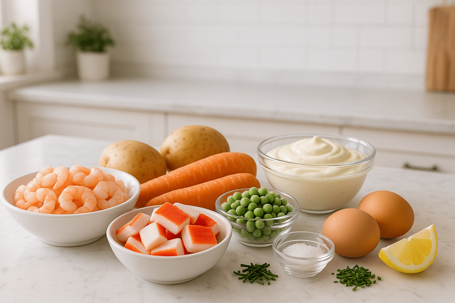 Ingredientes para preparar Ensaladilla de Marisco