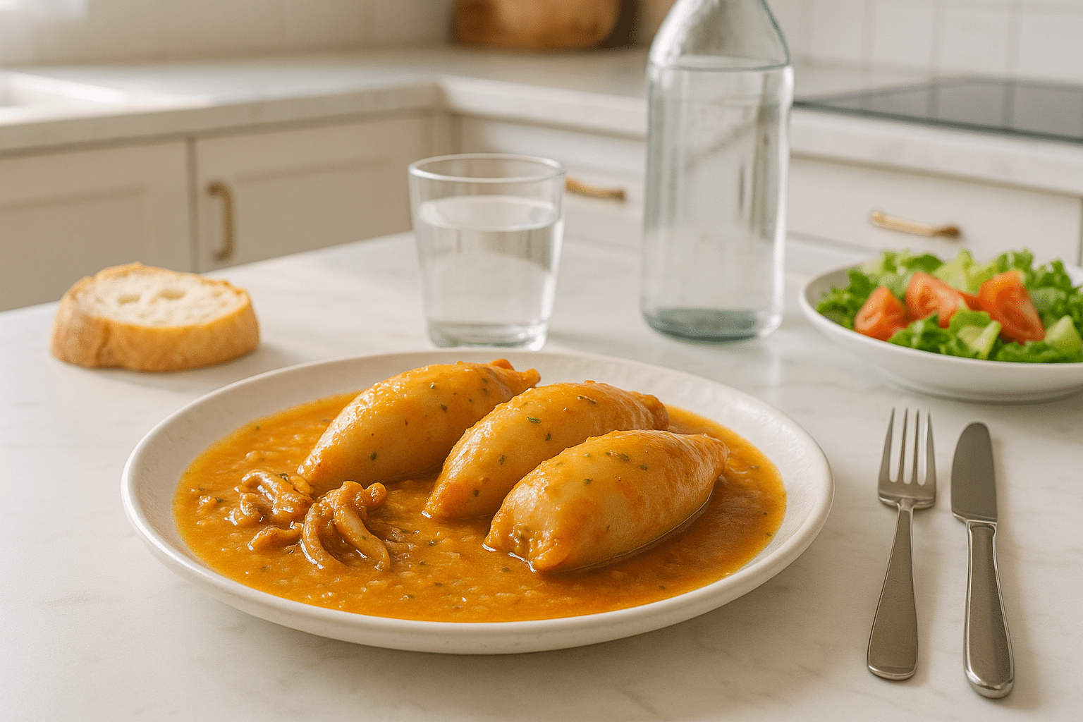 calamares rellenos en salsa