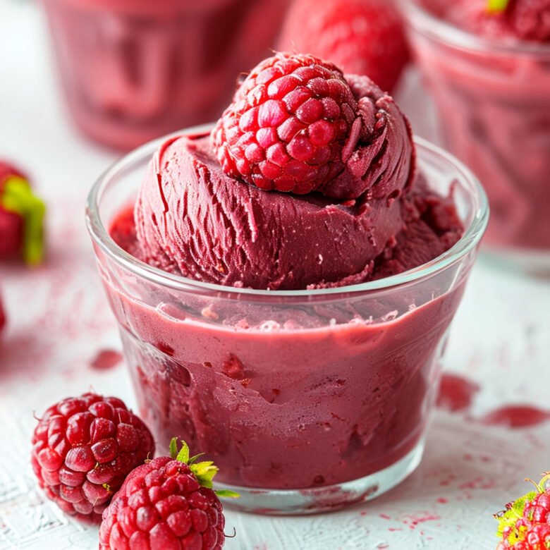 receta de helado de frambuesa