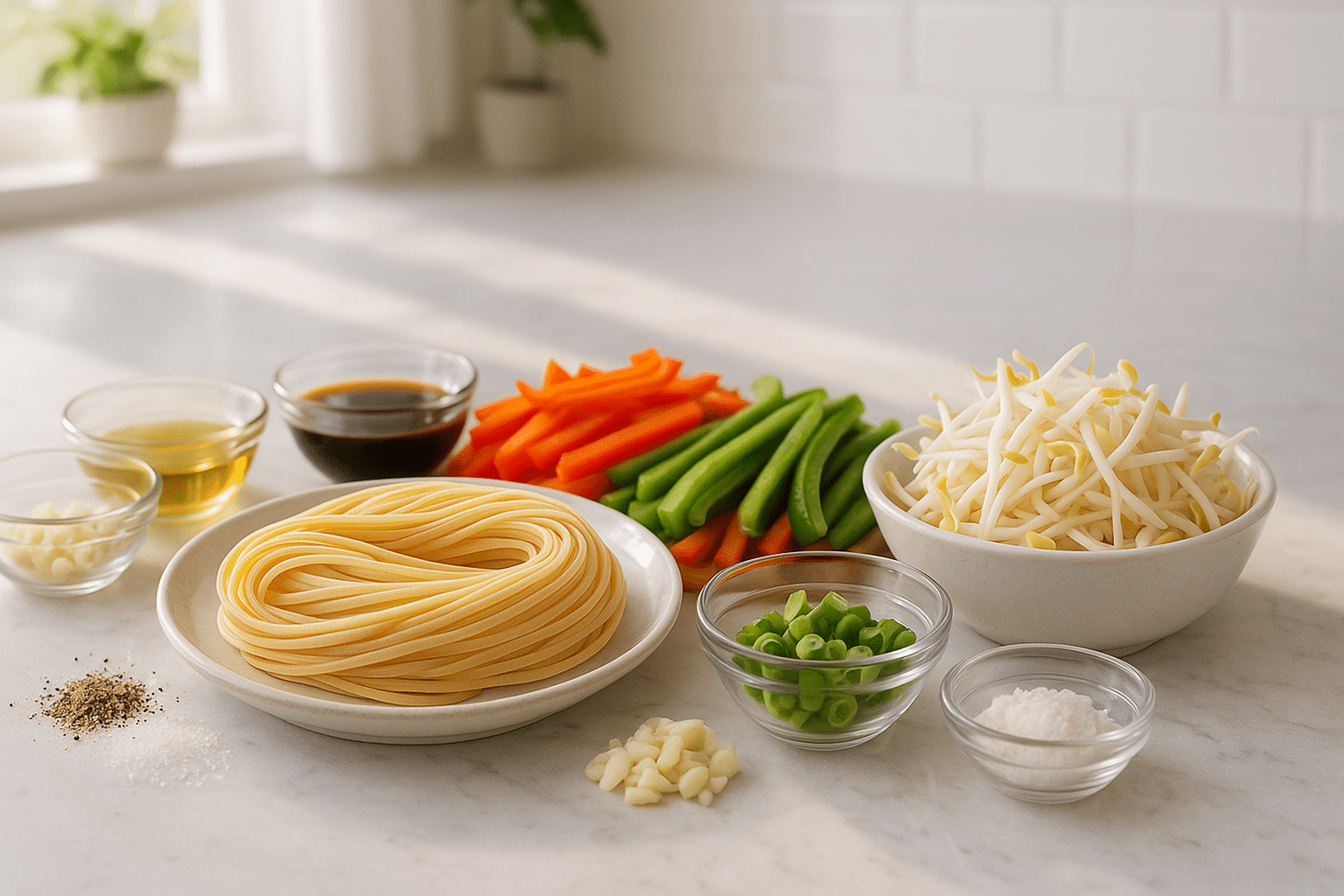 Ingredientes para los Tallarines a la Plancha