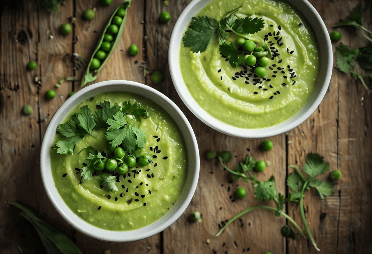 Crema de Guisantes con Menta y Queso de Cabra