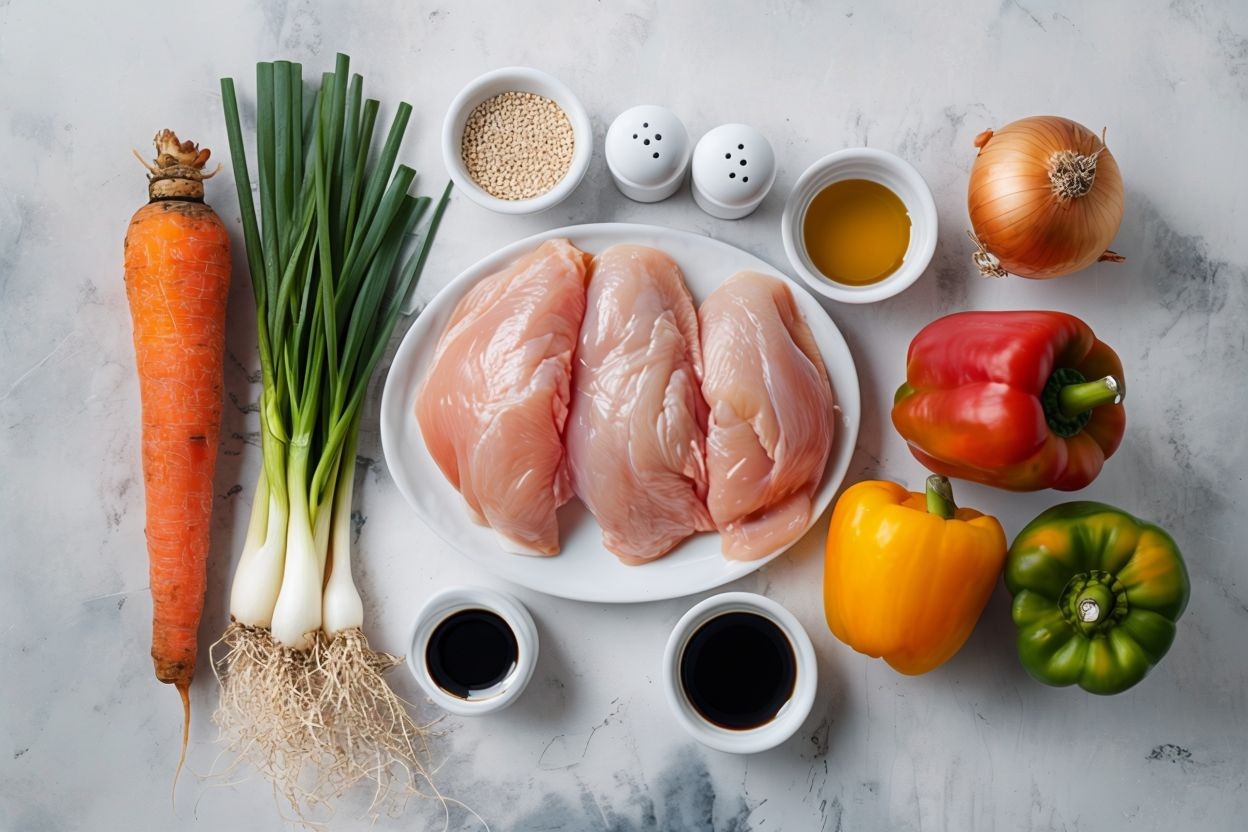 ingredientes Wok de pollo con verduras
