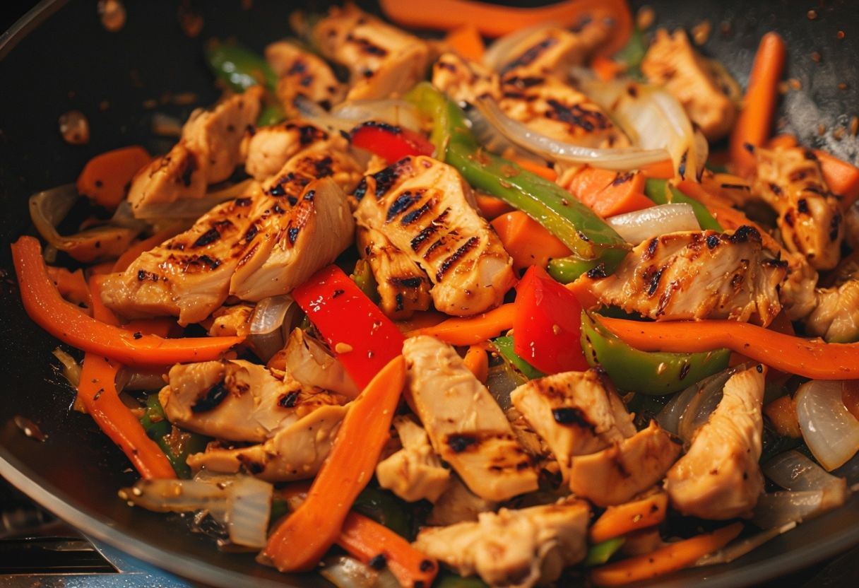 Wok de pollo con verduras
