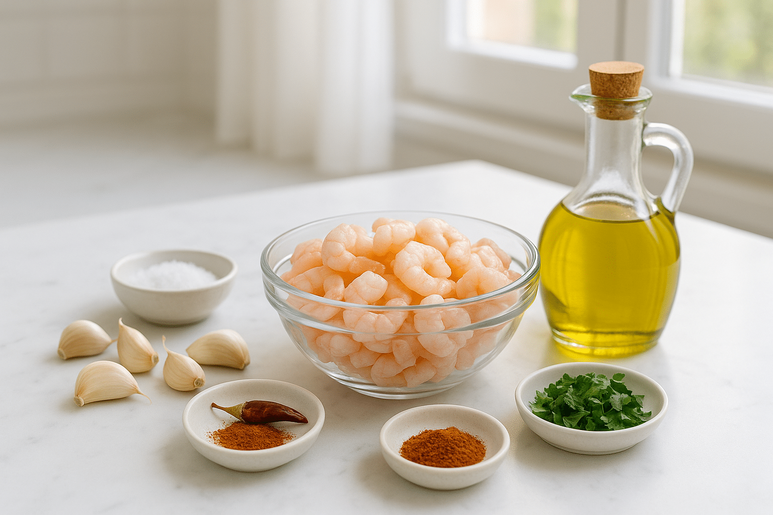 Ingredientes para Gambas al Ajillo en Thermomix