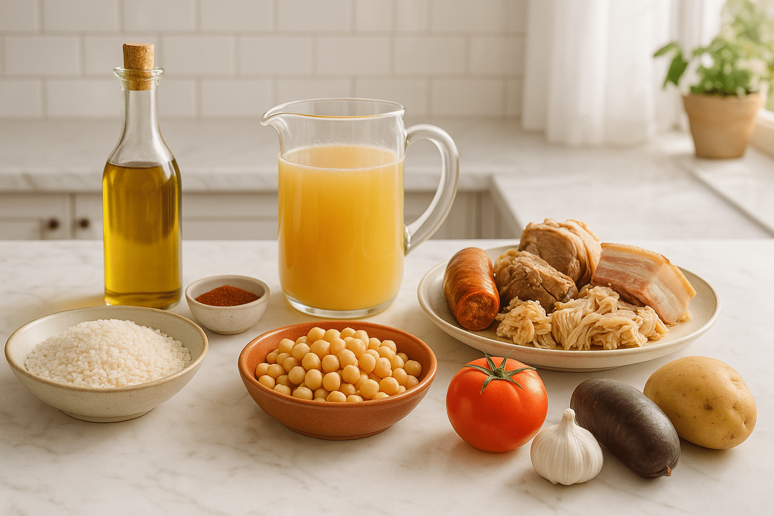 Ingredientes para preparar Arroz al Horno con Sobras de Cocido