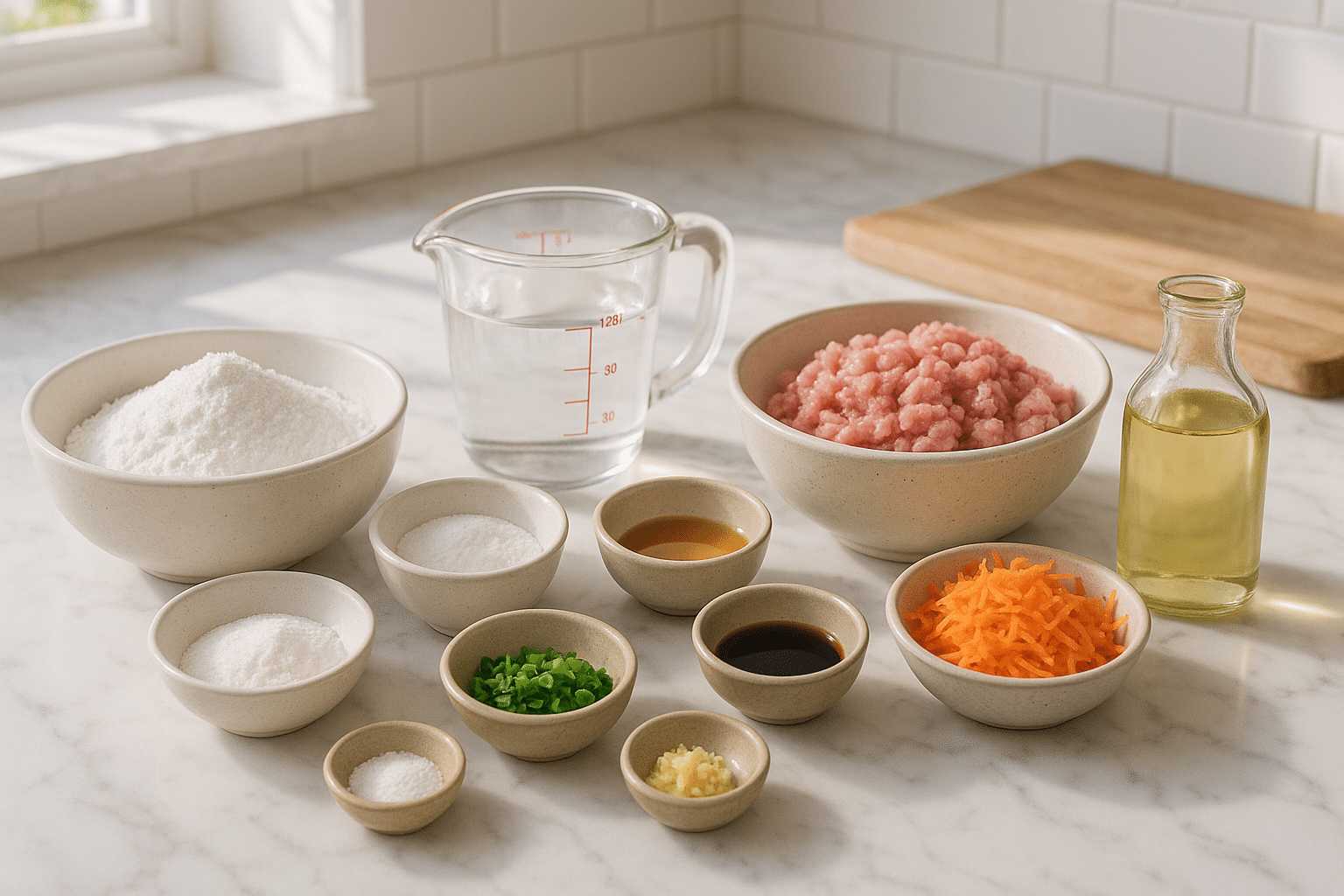 Ingredientes para preparar Shia Chiao (Dim Sum )